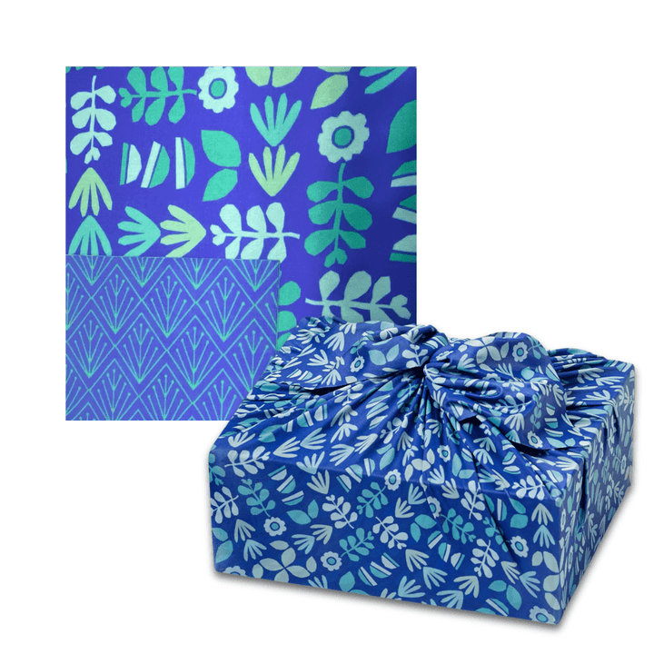 Papier cadeau Furoshiki réutilisable extra large | Bleu botanique