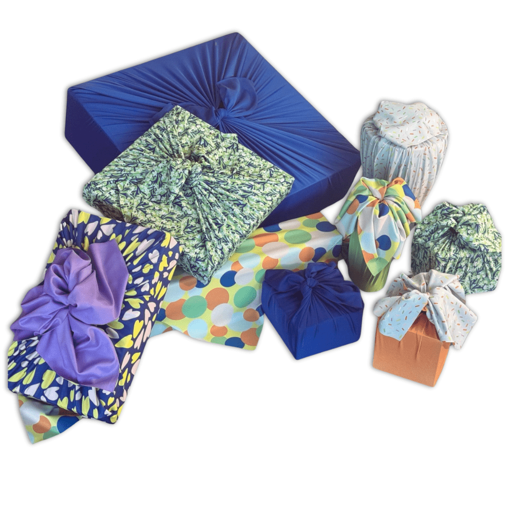 Assortiment de 9 papiers cadeaux Furoshiki réutilisables | Collection toutes occasions