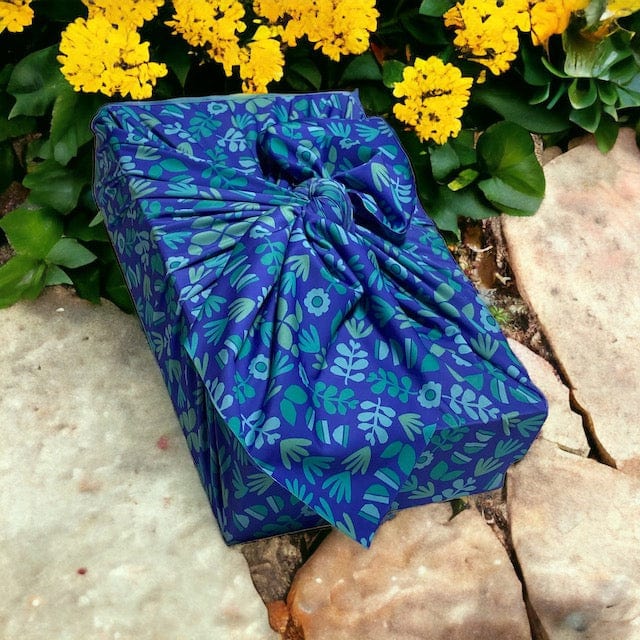 Papier cadeau Furoshiki réutilisable extra large | Bleu botanique