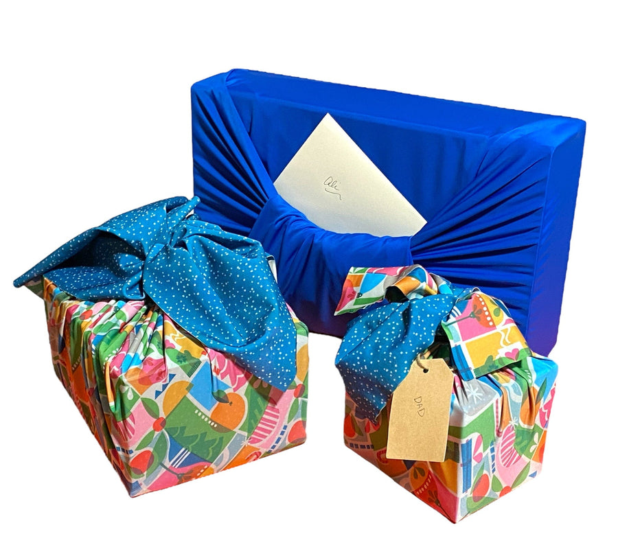 Shiki Wrap Reusable Furoshiki Fabric Gift Wrapping Cloth Vintage Christmas 3 Pack - Shapes and Snow