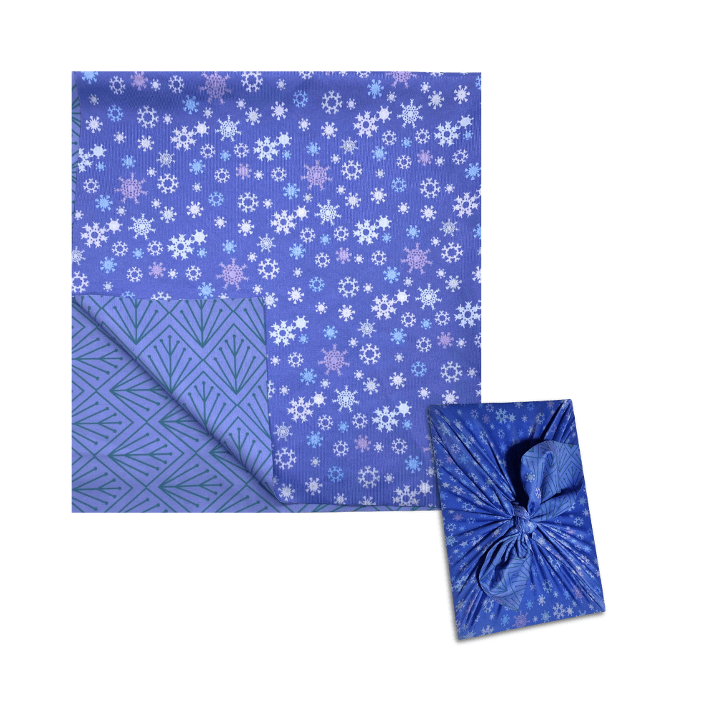Small Reusable Cloth Furoshiki Gift Wrap | Snowflakes & Pine