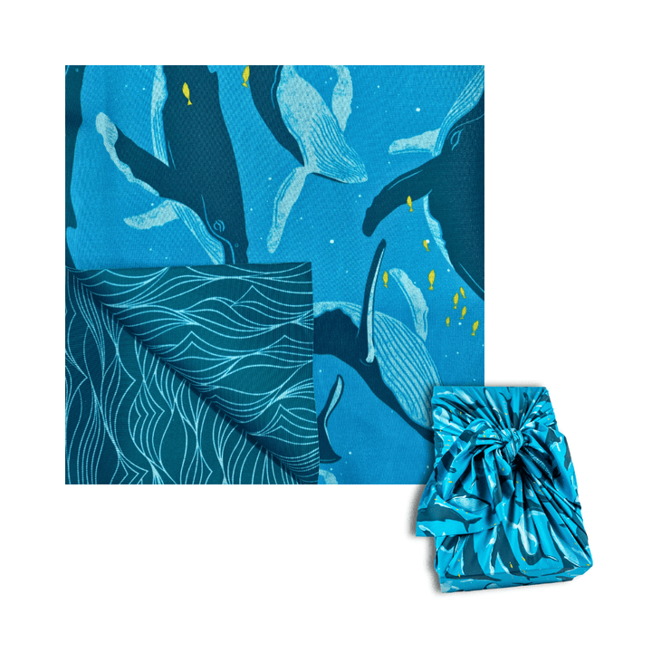 Petit papier cadeau Furoshiki réutilisable | Baleines et vagues