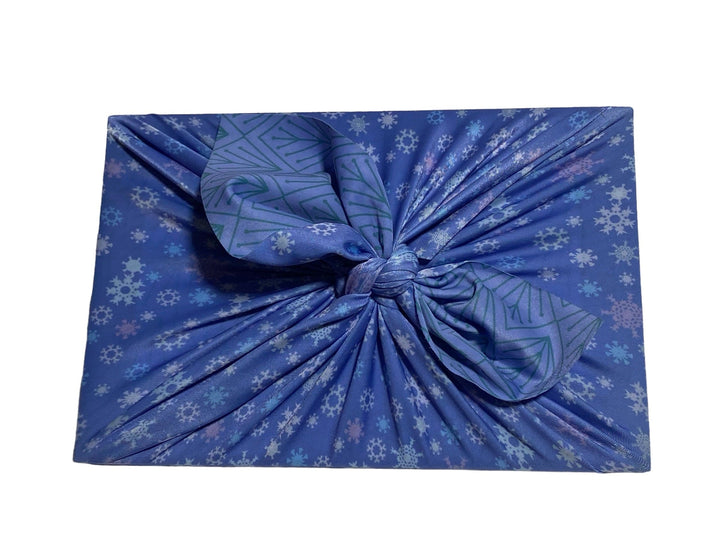 Small Reusable Cloth Furoshiki Gift Wrap | Snowflakes & Pine