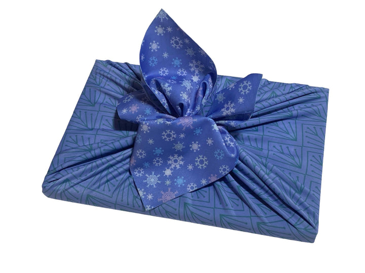 Small Reusable Cloth Furoshiki Gift Wrap | Snowflakes & Pine