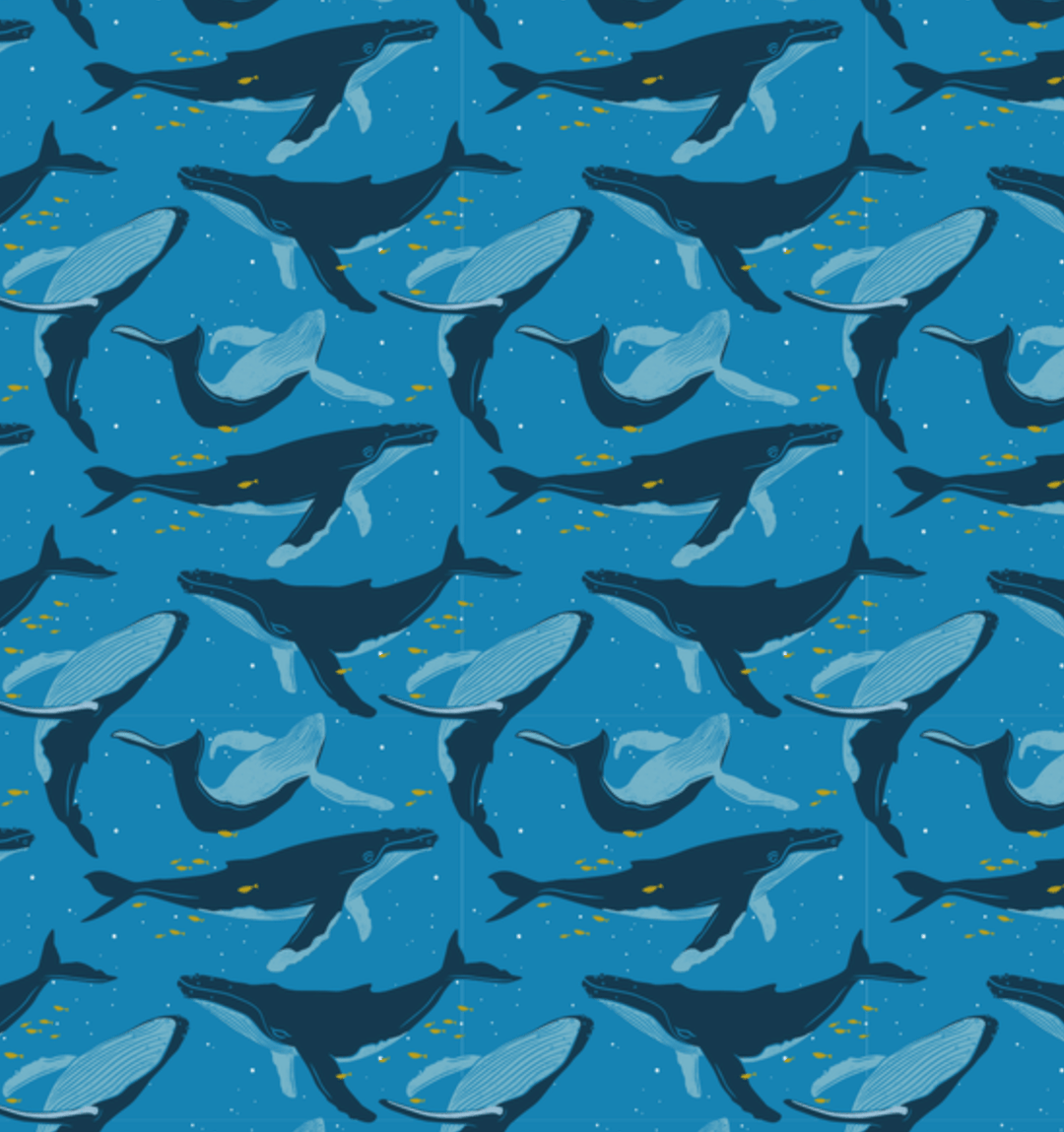Papier cadeau Furoshiki réutilisable extra large | Baleines et vagues
