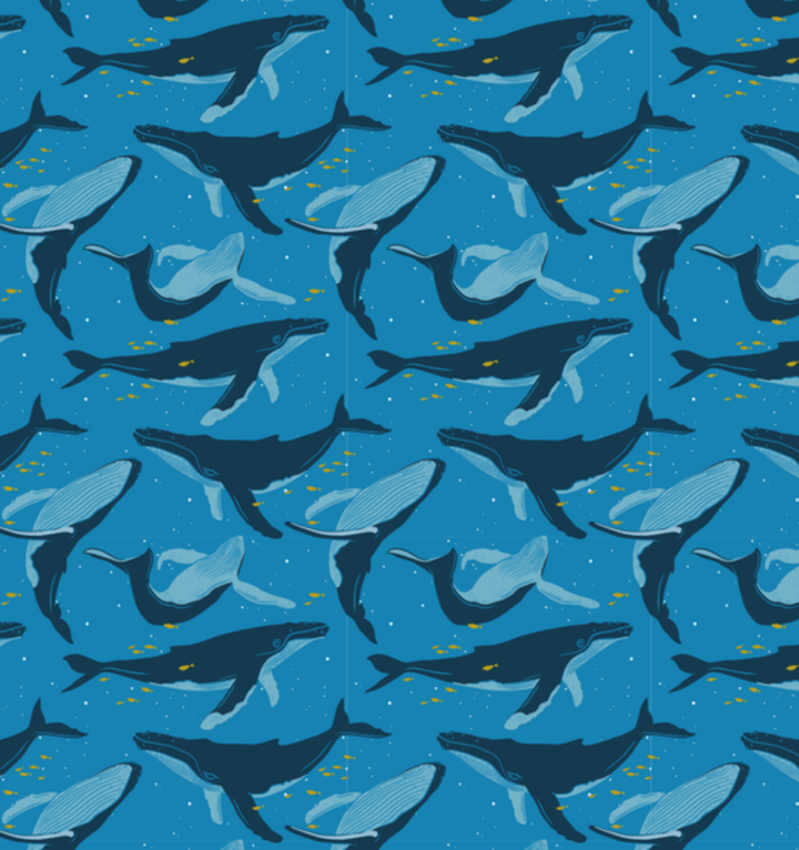 Papier cadeau Furoshiki réutilisable extra large | Baleines et vagues