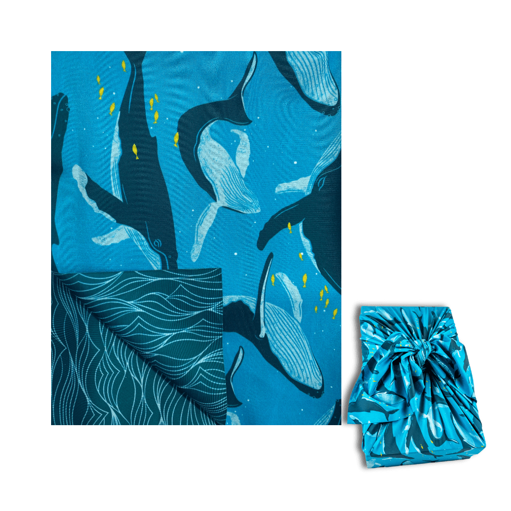 Assorted Set of 5 Reusable Cloth Furoshiki Gift Wrap | Ocean Conservation Collection