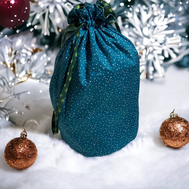 Medium Reusable Fabric Gift Bag | Stars and Snow