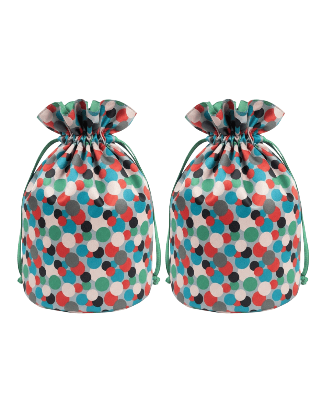 Sac cadeau en tissu réutilisable de taille moyenne | Confettis bleus et rouges