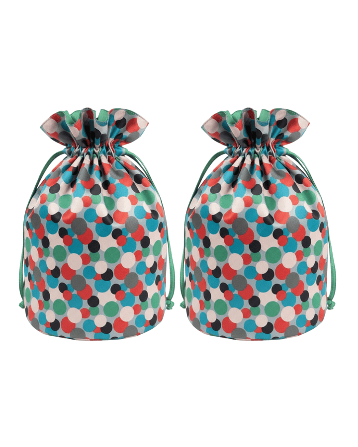 Sac cadeau en tissu réutilisable de taille moyenne | Confettis bleus et rouges
