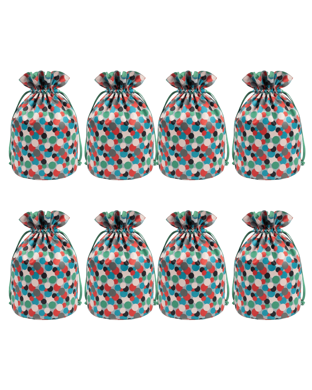 Sac cadeau en tissu réutilisable de taille moyenne | Confettis bleus et rouges