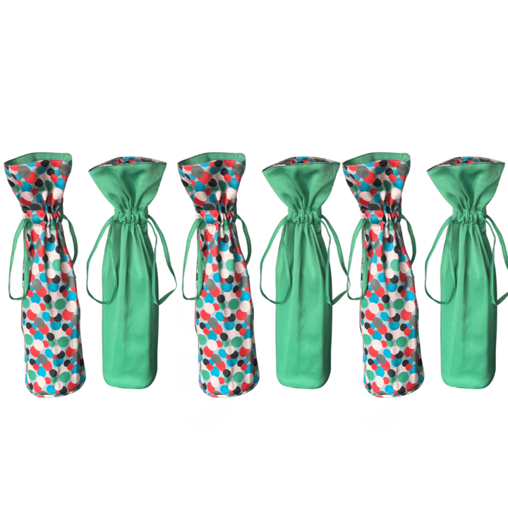 Large Reversible Reusable Fabric Wine Gift Bag | Polka Dots