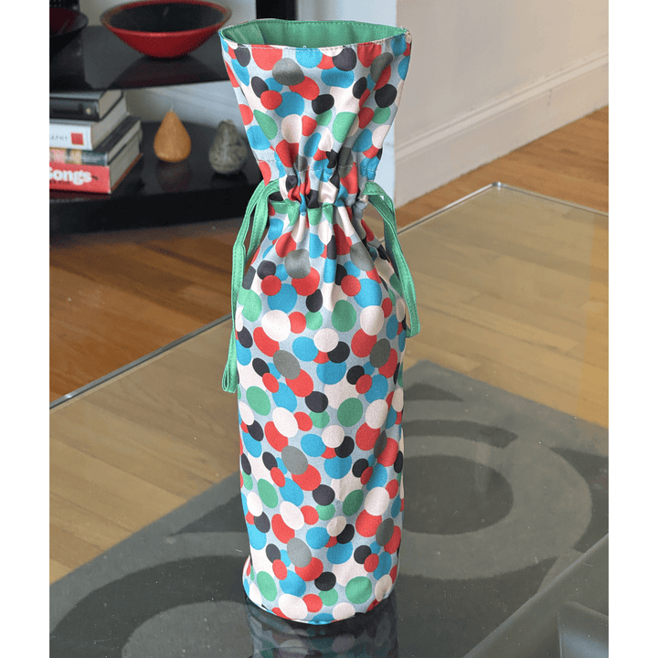 Large Reversible Reusable Fabric Wine Gift Bag | Polka Dots