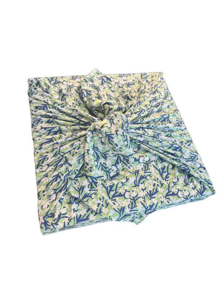 Set of 3 (S, L, XL) Reusable Cloth Furoshiki Gift Wrap | Spring Floral & Deep Blue