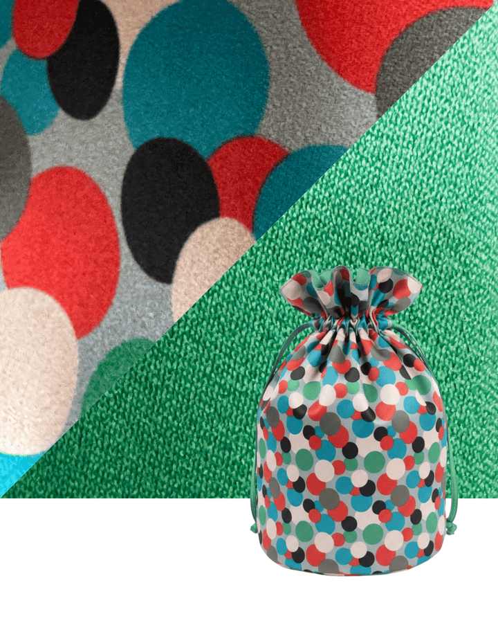 Sac cadeau en tissu réutilisable de taille moyenne | Confettis bleus et rouges