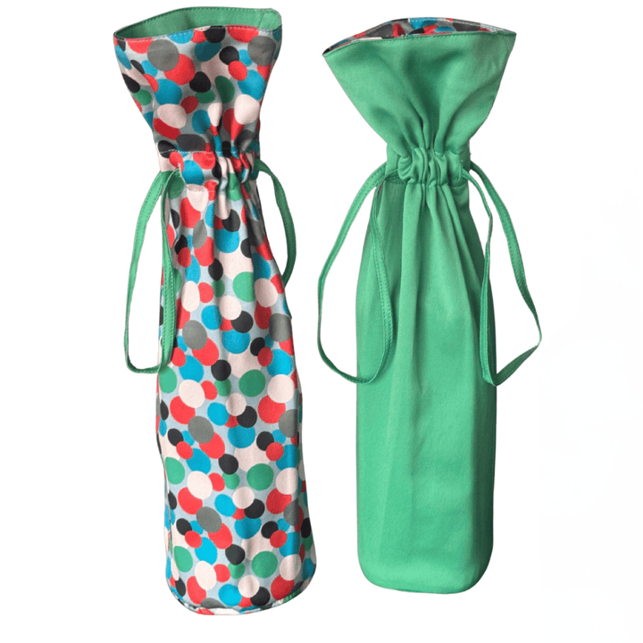 Large Reversible Reusable Fabric Wine Gift Bag | Polka Dots