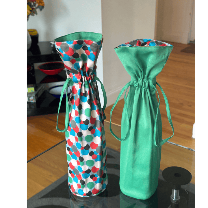 Large Reversible Reusable Fabric Wine Gift Bag | Polka Dots