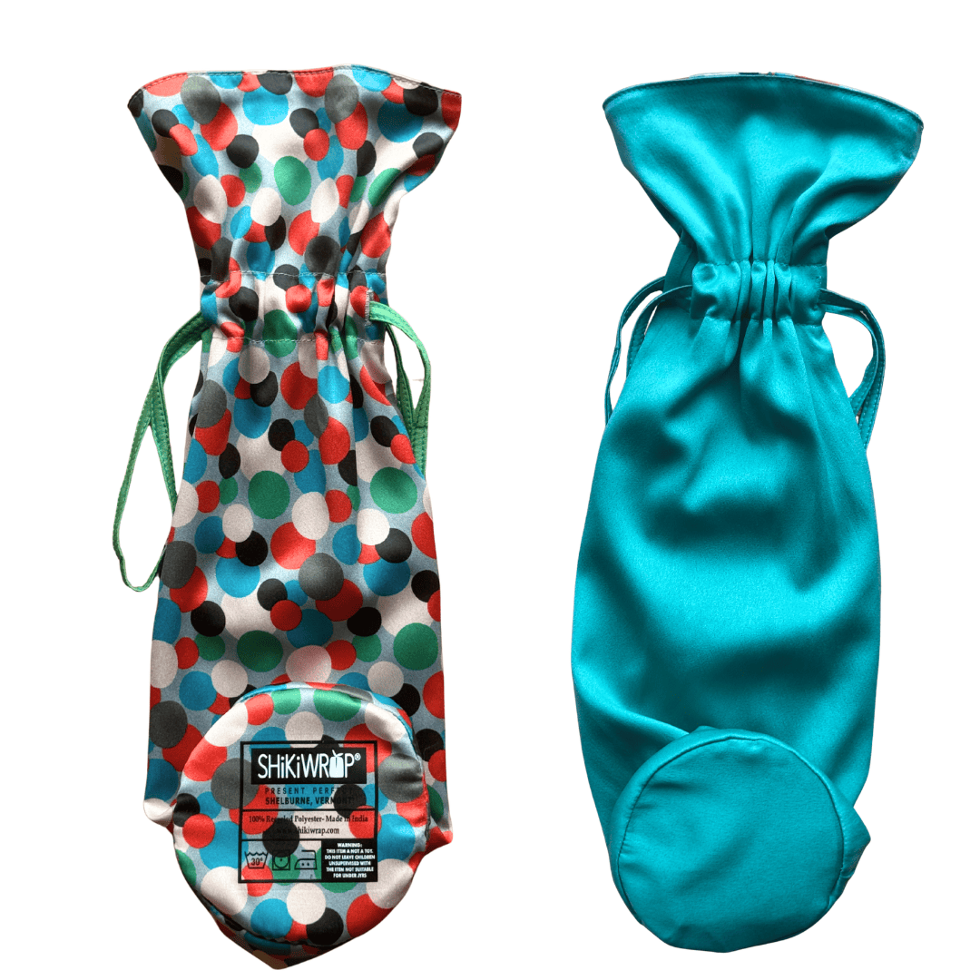 Large Reversible Reusable Fabric Wine Gift Bag | Polka Dots