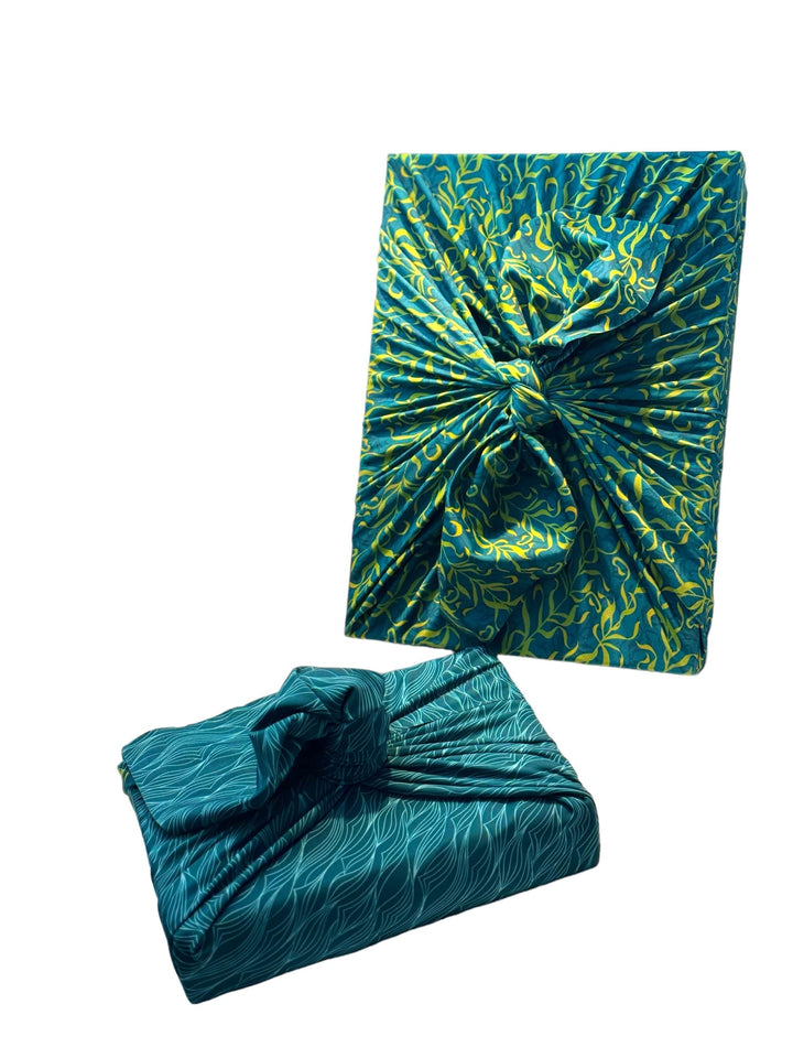 2 Pack - Kelp/Waves 28" Large Reusable Cloth Gift Wrap