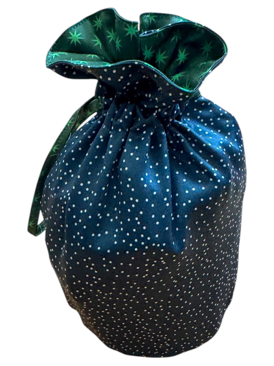 Drawstring bag with star pattern on a white background