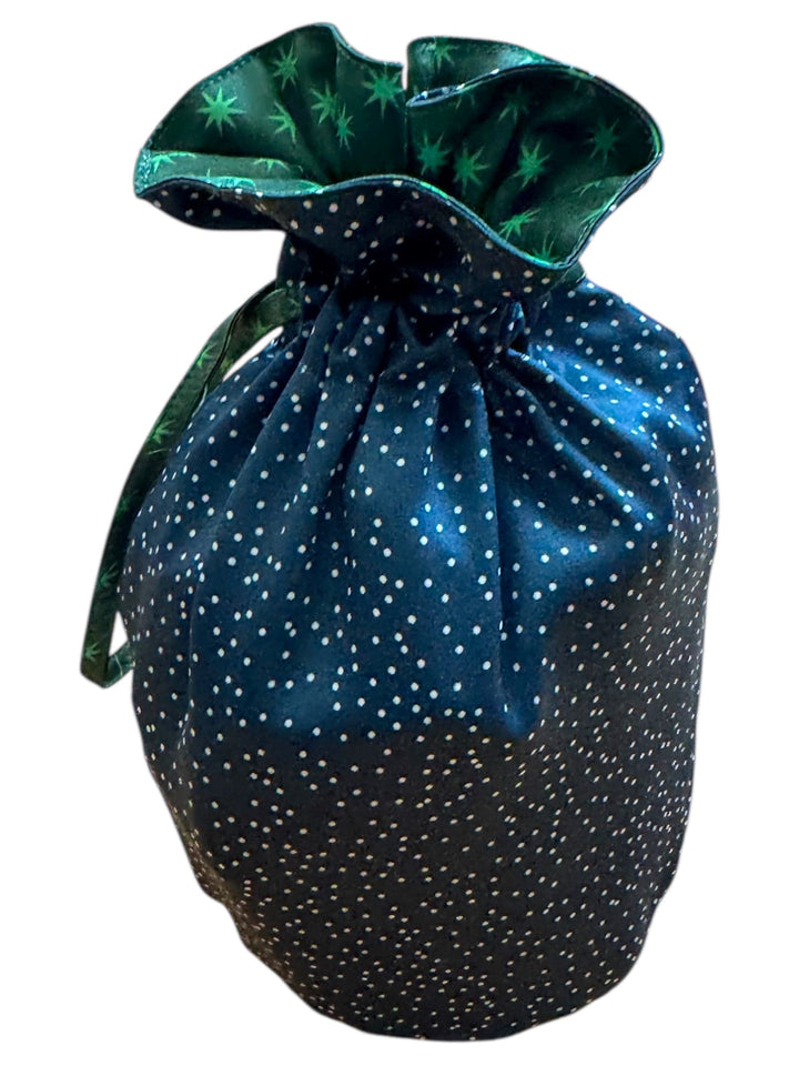 Drawstring bag with star pattern on a white background