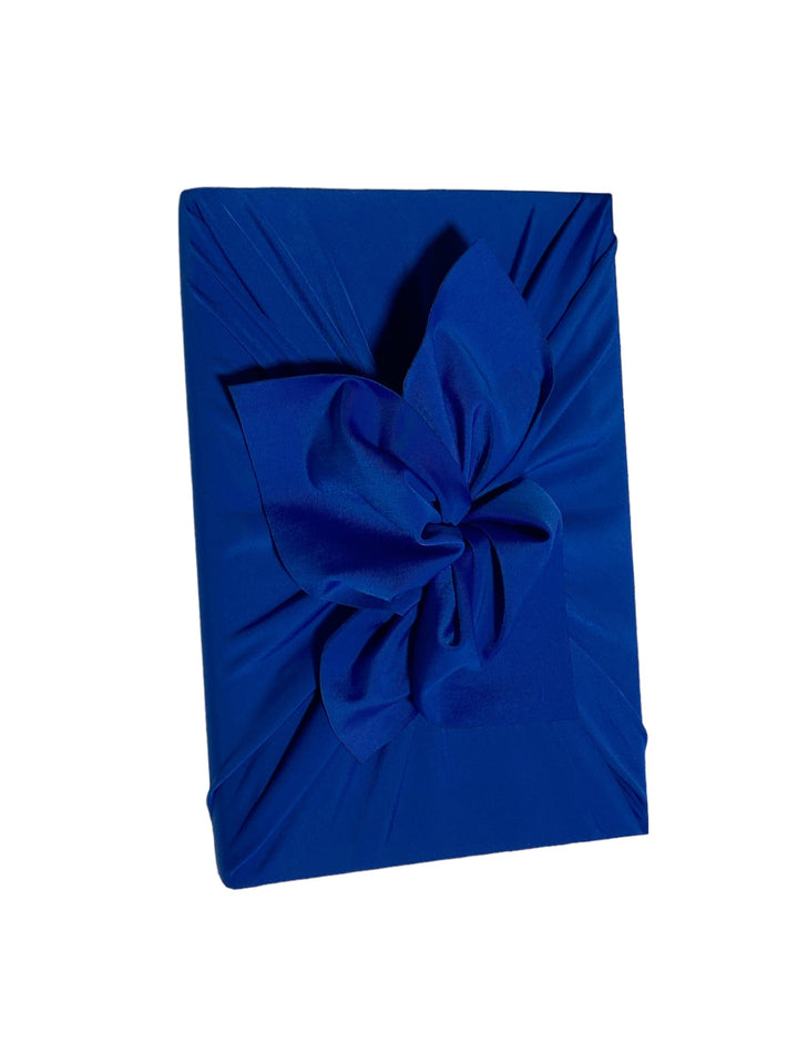 Paquete de 3 envoltorios de regalo de tela Furoshiki reutilizables de tamaño pequeño, grande y extragrande en azul oscuro