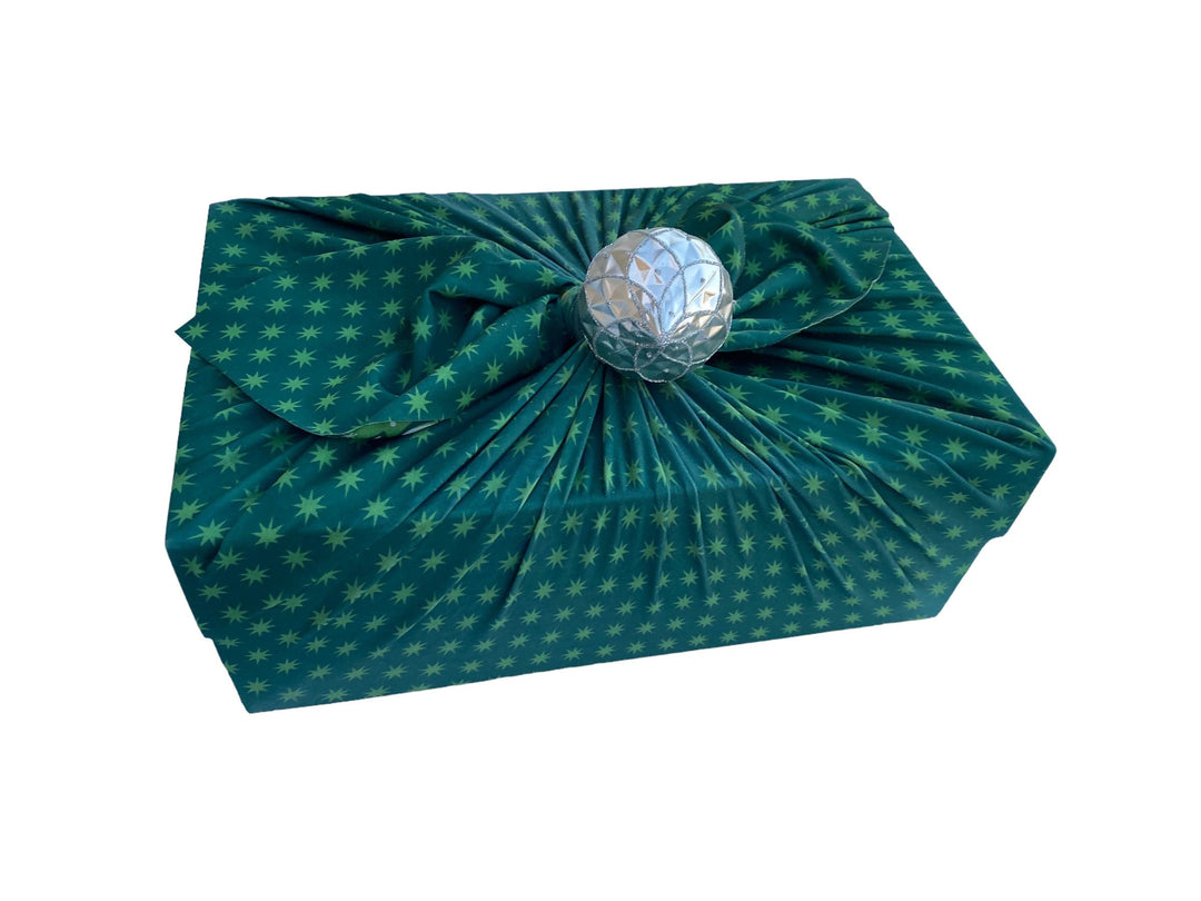 Papel de regalo Furoshiki de tela reutilizable de 28" con árboles de Navidad y estrellas vintage (paquete de 2)