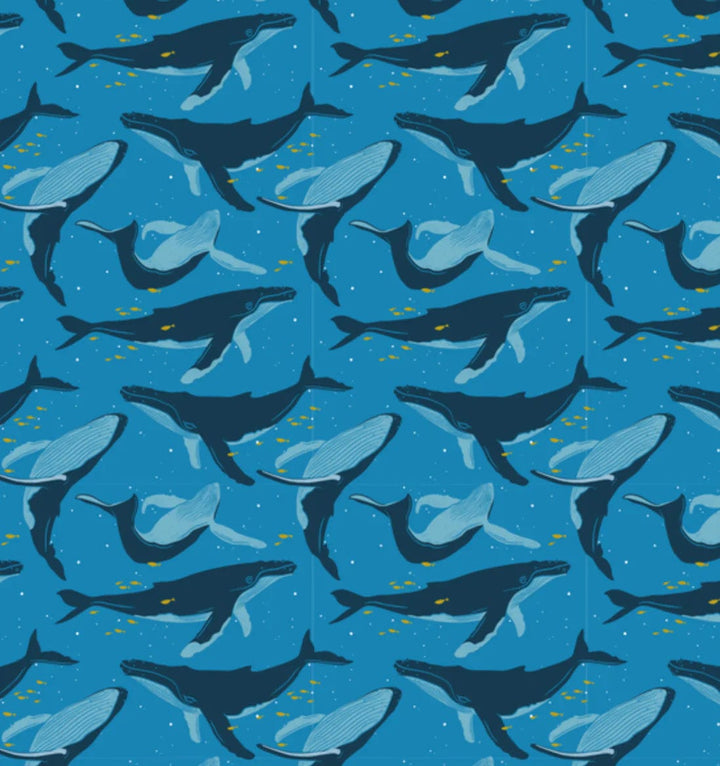 Set of 2 Large Reusable Cloth Furoshiki Gift Wrap | Whales & Waves