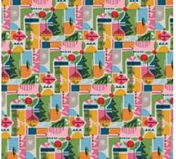 Papel de regalo Furoshiki de tela reutilizable de 28" con formas vintage y nieve (paquete de 2)