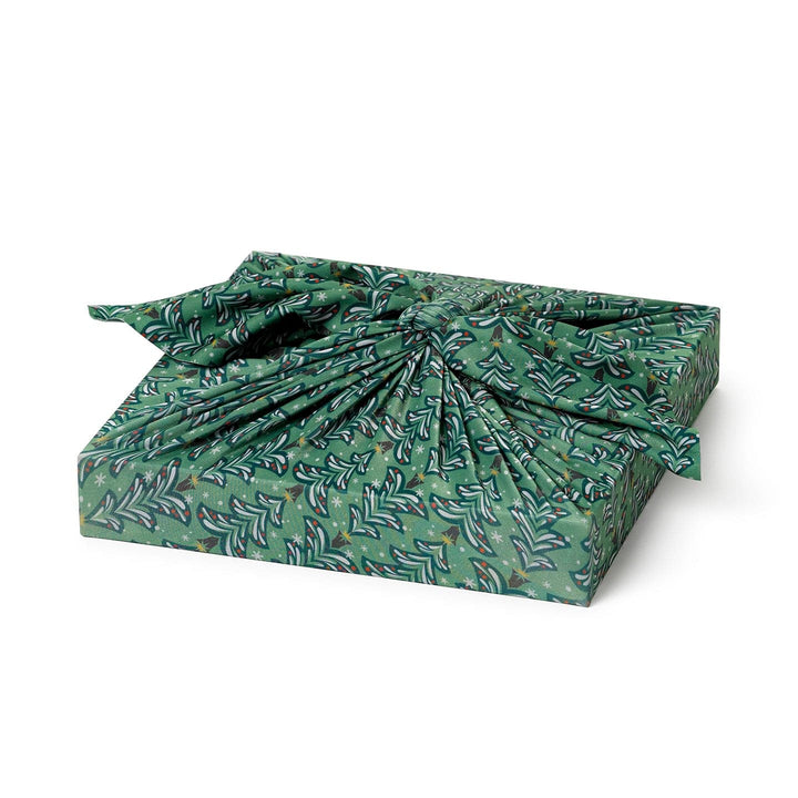 Set of 3 (S, L, XL) Reusable Cloth Furoshiki Gift Wrap | Christmas Trees & Bright Red