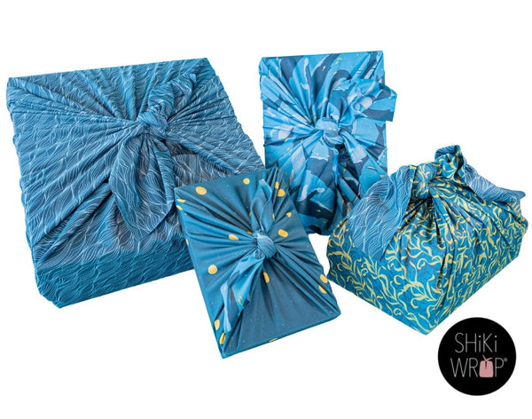 Recycled Wrapping Paper, Turtle Ocean Aquamarine, Eco Friendly Inks,  Plastic Free 